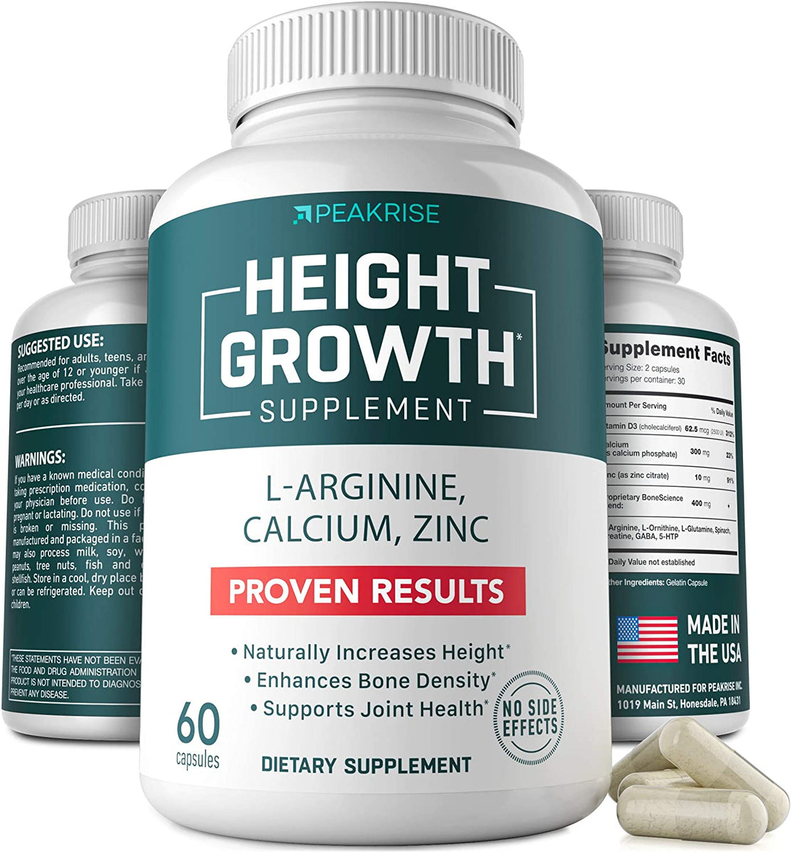 Height Growth Vitamin Pills L Arginine Calcium Zinc Supplement